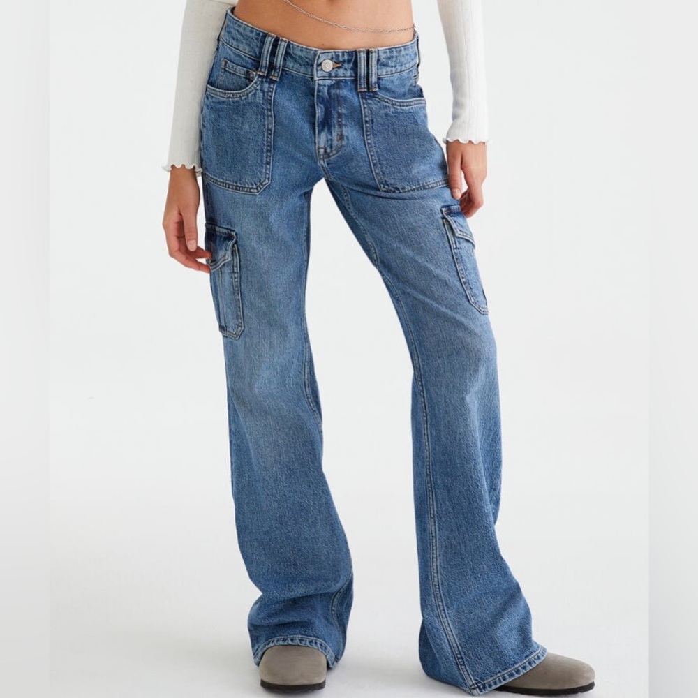 Aeropostale flare mid rise cargo jeans